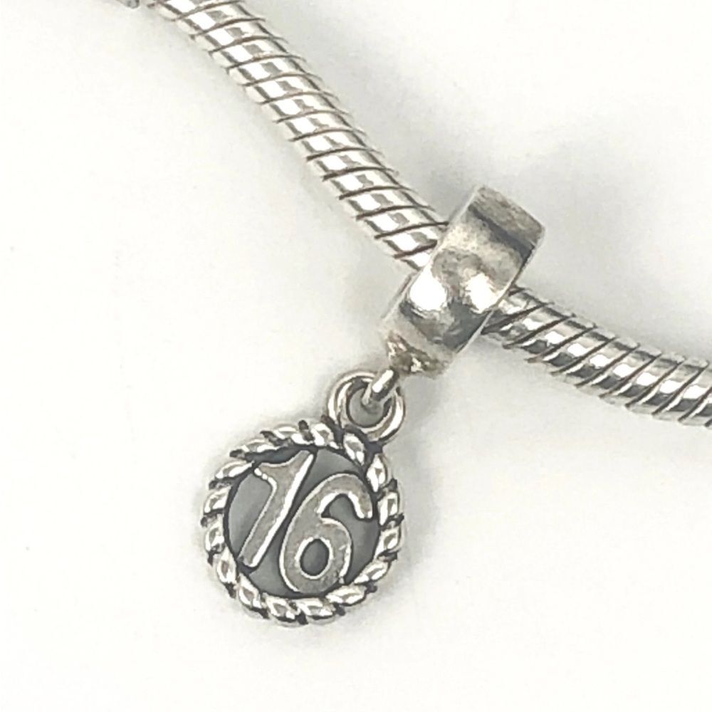 Authentic PANDORA SIXTEENTH BIRTHDAY STERLING SILVER DANGLE CHARM
